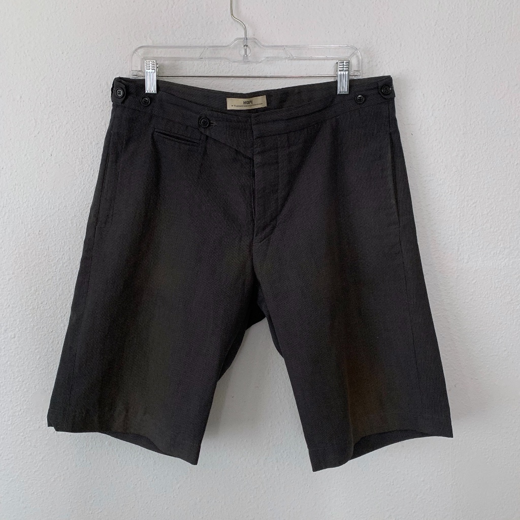 Hope Faded Grey Flap Button Fly & Side Tab Shorts